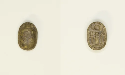 Scarab: Hieroglyphs (wAs-sign, Dd-sign, anx-sign) by Egyptian, other, -1550--1069