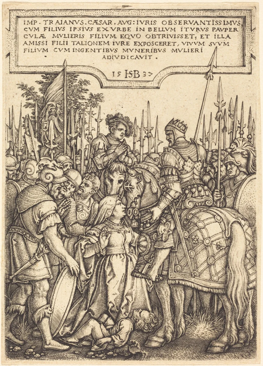 The Justice of Trajan by Sebald Beham, print, 1537