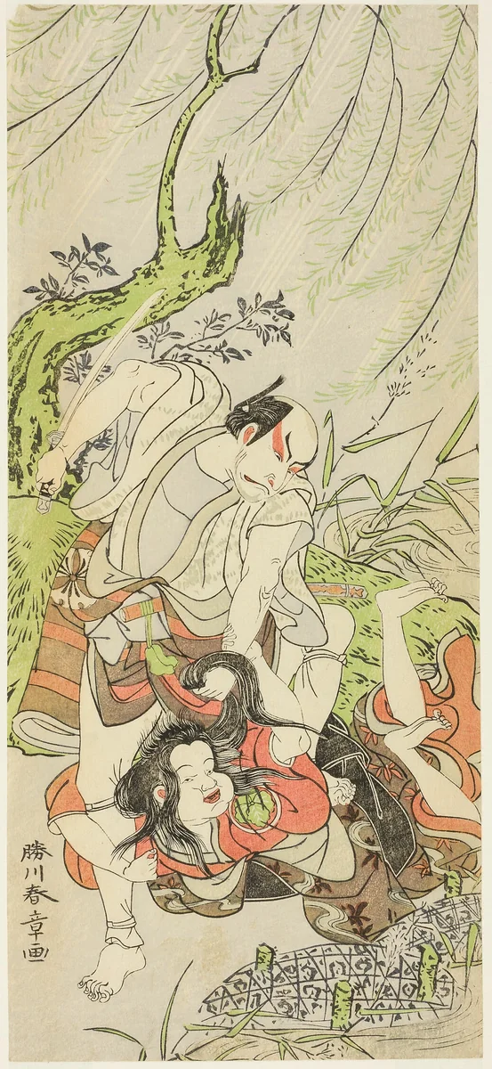 The Actors Matsumoto Koshiro II as Yoemon and Yoshizawa Sakinosuke III as Kasane, His Wife by Katsukawa Shunsho (勝川 春章), print, 1766-1776