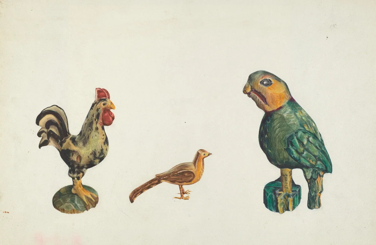 Wooden Birds by Alice Domey, index of american design, 1935-1942
