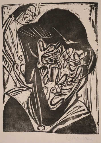 Woman with a Veil by Ernst Ludwig Kirchner, print, 1915