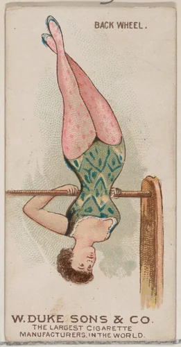 Back Wheel, from the Gymnastic Exercises series (N77) for Duke brand cigarettes by W. Duke, Sons & Co., print, 1887