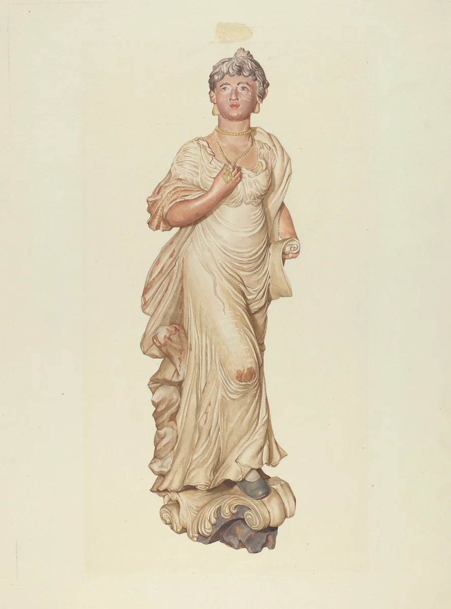 Figurehead from the Sloop "Postmaster" by Elizabeth Moutal, index of american design, 1937
