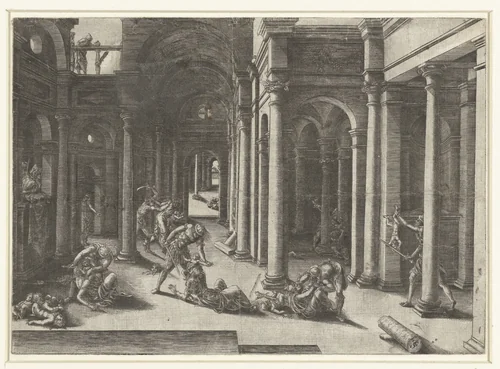 Kindermoord te Bethlehem by Unknown, print, 1498-1551