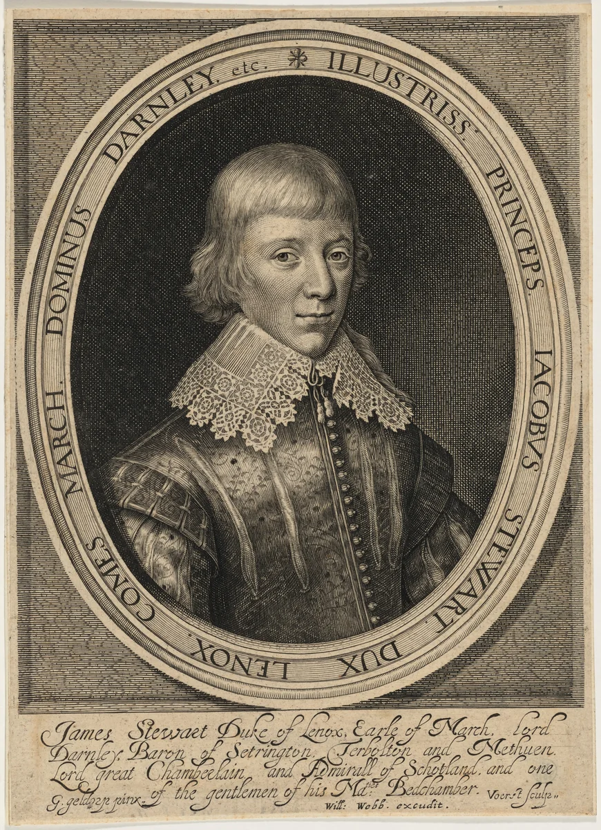 James Stuart, Duke of Richmond and Lennox by Robert van Voerst; Georg Geldorp, print, 1597-1636