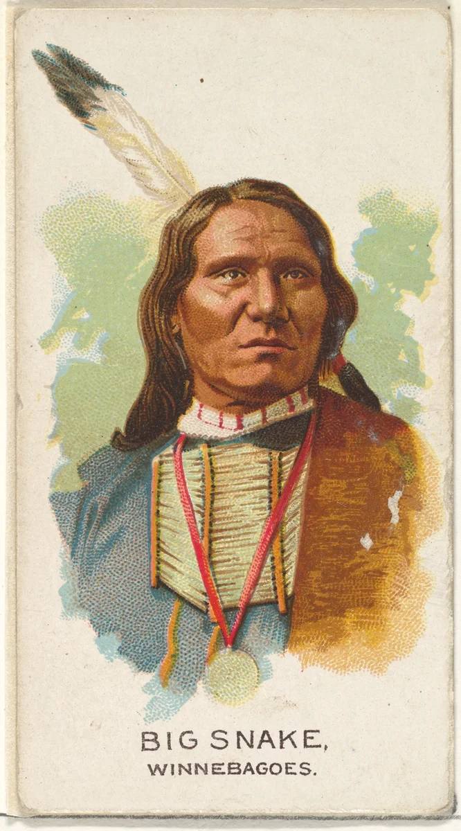 Big Snake, Winnebagoes, from the American Indian Chiefs series (N2) for Allen & Ginter Cigarettes Brands by Allen & Ginter, print, 1888