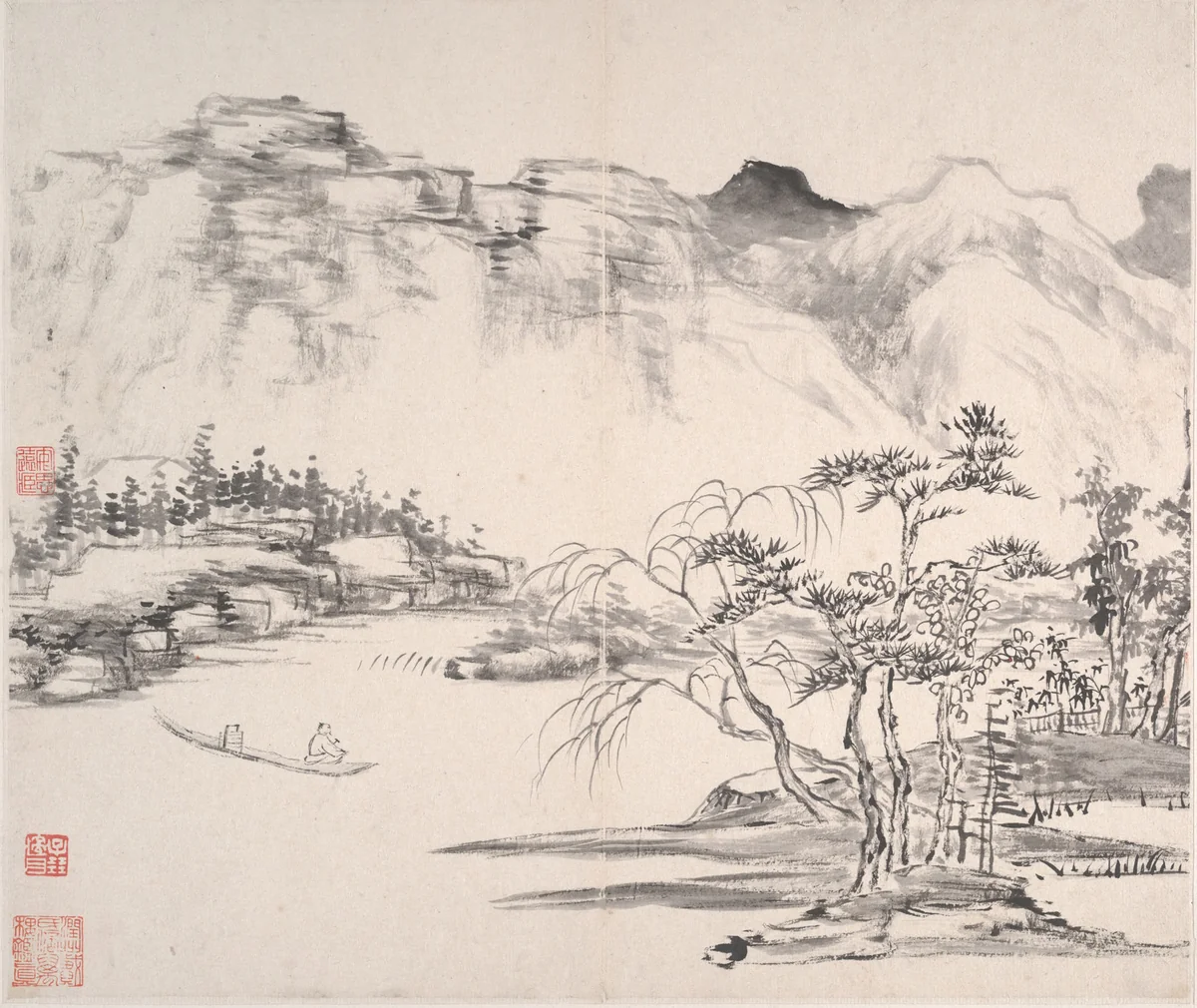 Landscapes by Yi Bingshou, painting, 1814