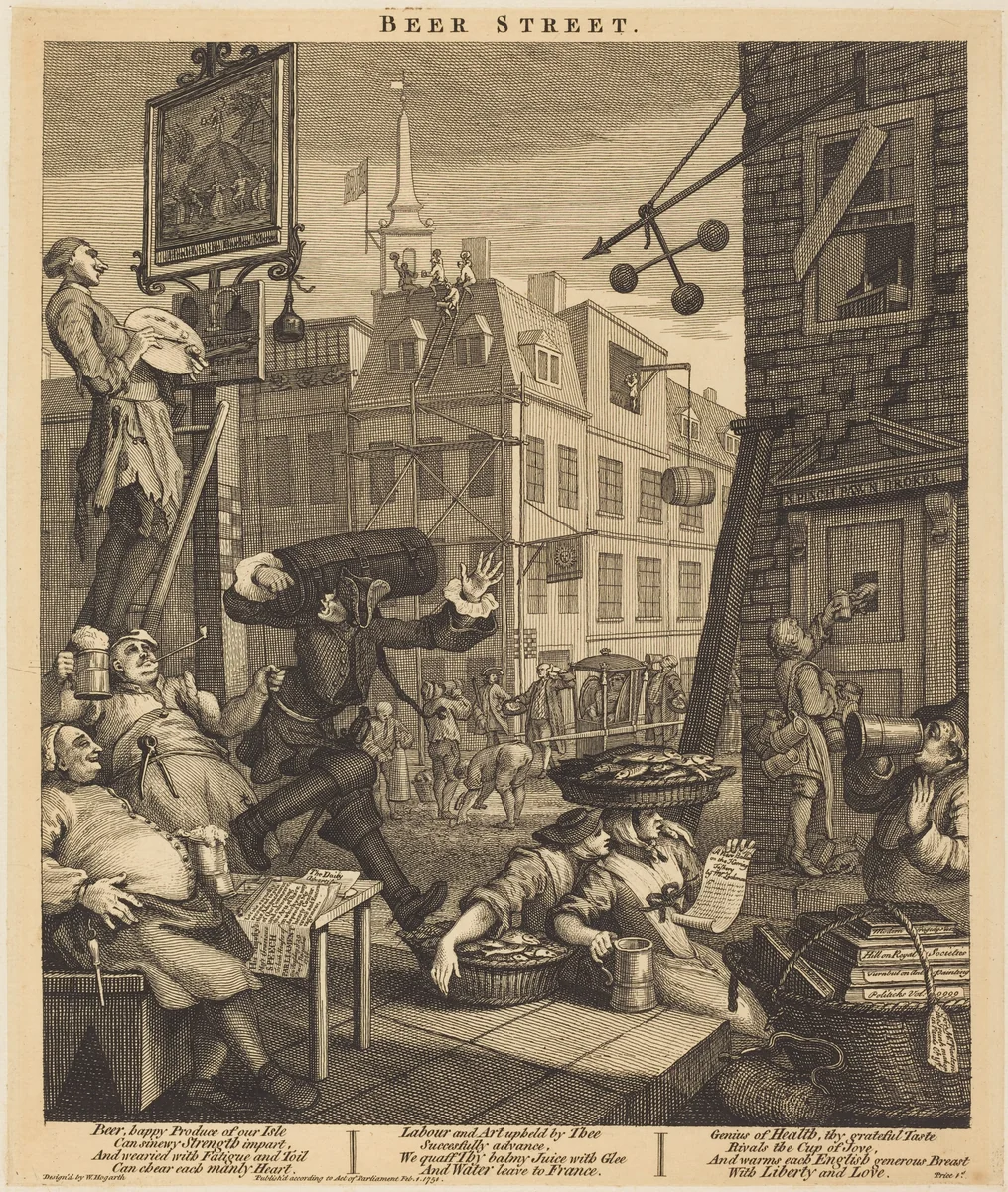 Beer Street by William Hogarth, print, 1751