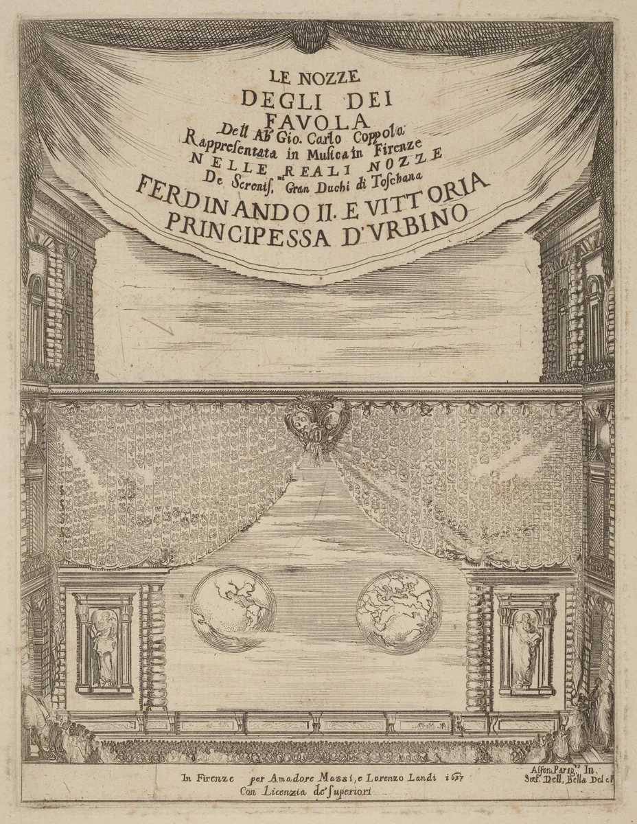 Le Nozze degli Dei: Frontispiece by Stefano della Bella, print, 1637