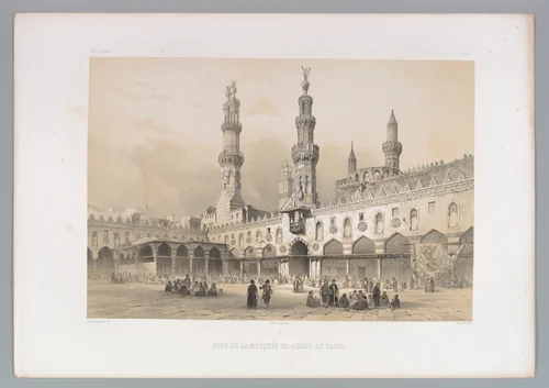 22. Cour de la Mosquée el Ahzar, au Kaire by Joseph-Philibert Girault de Prangey, print, 1843