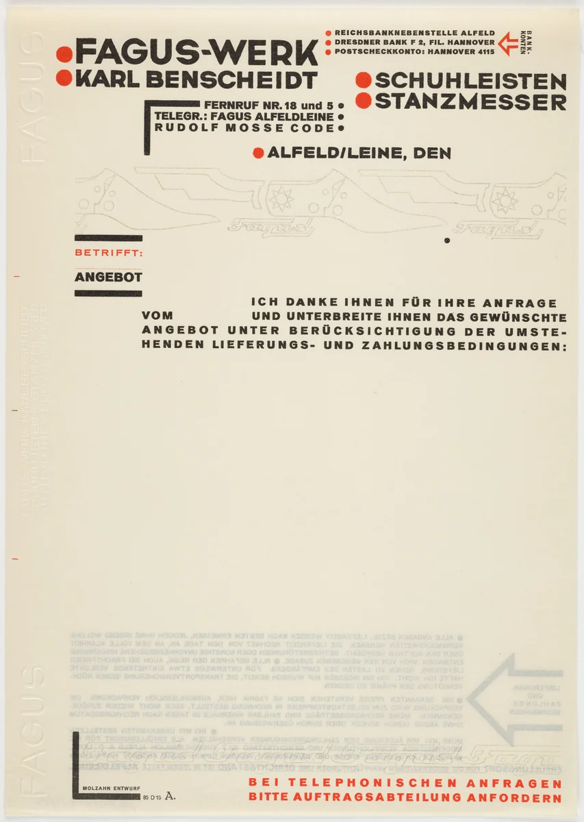 Fagus-Werk, Karl Benscheidt by Johannes Molzahn, design, 1922