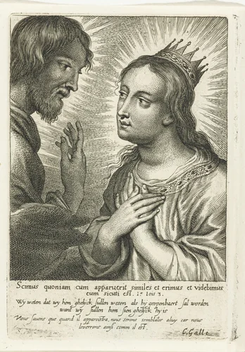Gekroonde Maria en Christus by Schelte Adamsz. Bolswert, print, 1596-1678