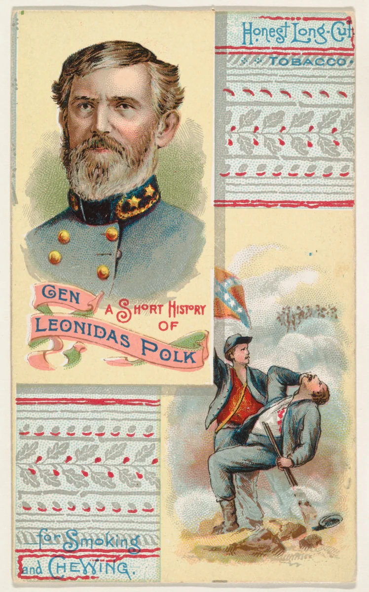 A Short History of General Leonidas Polk, from the Histories of Generals series (N114) issued by W. Duke, Sons & Co. to promote Honest Long Cut Smoking and Chewing Tobacco by W. Duke, Sons & Co., print, 1888