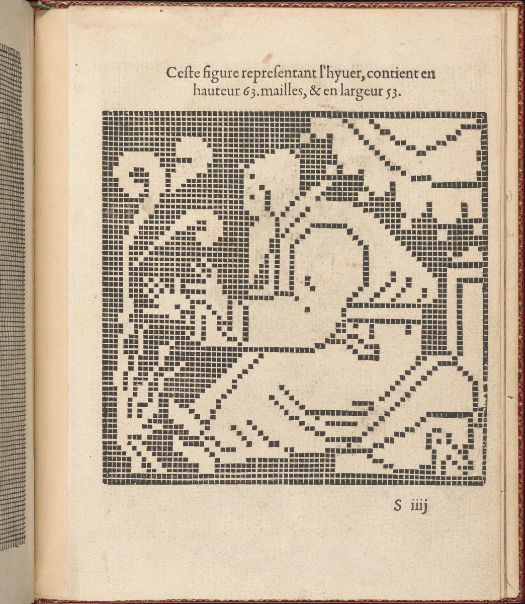 Les Singuliers et Nouveaux Portraicts... page 72 (recto) by Federico de Vinciolo, book, 1588