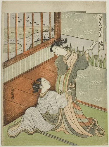 Geese Descending at Yoshiwara (Yoshiwara no rakugan), from the series "Eight Views of the Edo Pleasure Quarters (Edo irozato hakkei)" by Isoda Koryusai, print, 1765-1777