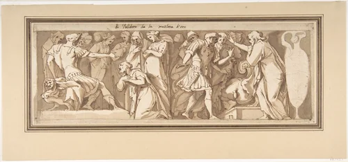 Scenes from Ancient History, after Polidoro da Caravaggio by Andrea Boscoli, drawing, 1560-1608