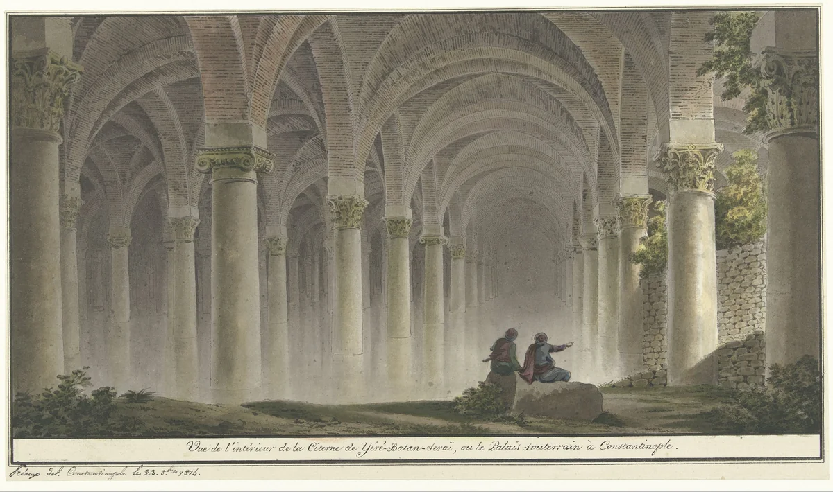 Interieur te Constantinopel by Michel François Preaulx, drawing, 1814