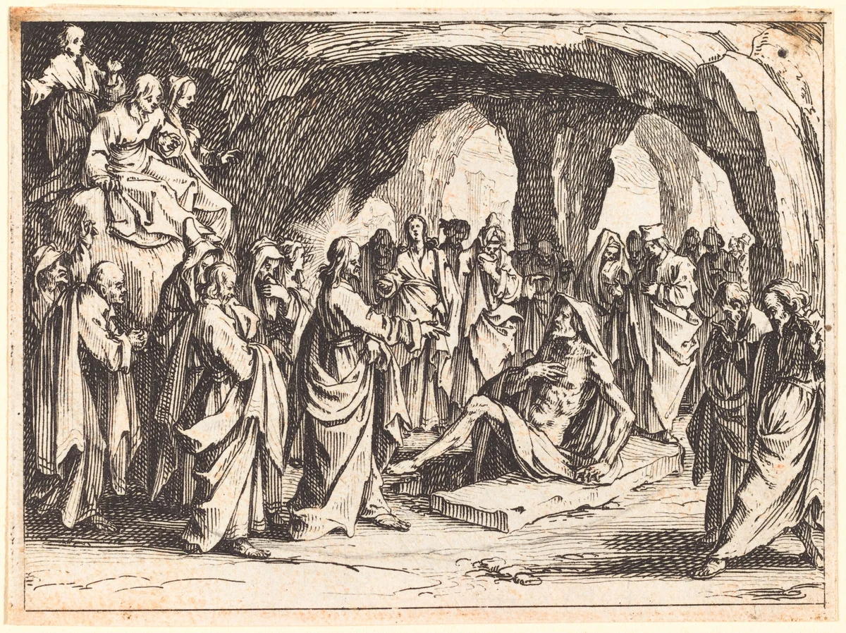 Raising of Lazarus by Jacques Callot, print, 1635