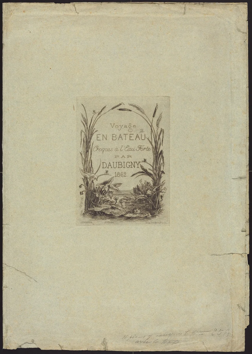 Wrapper for "Voyage en bateau" by Charles-François Daubigny, portfolio, 1862