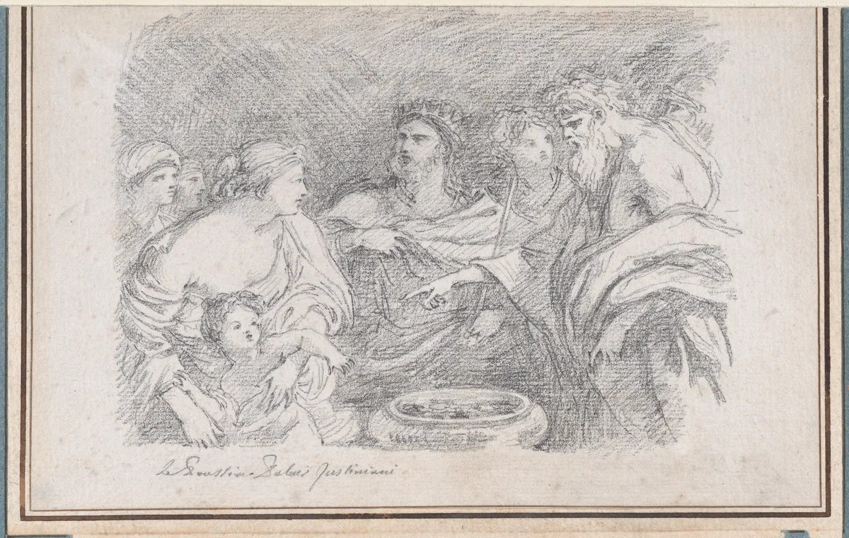 The Infant Moses before Pharaoh, after Giovanni Battista Ruggieri by Jean Robert Ango, drawing, 1759-1770