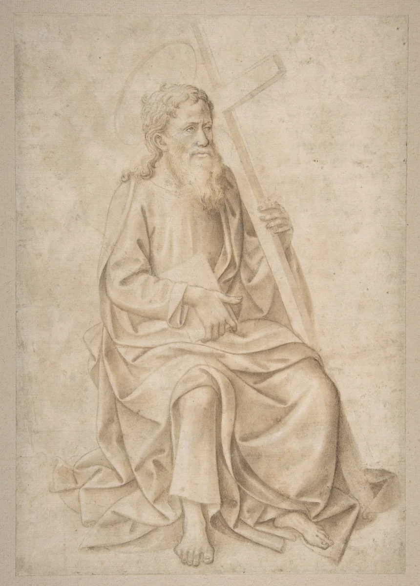 Saint Philip Seated, Holding a Book and a Cross by Pesellino, drawing, 1422-1457