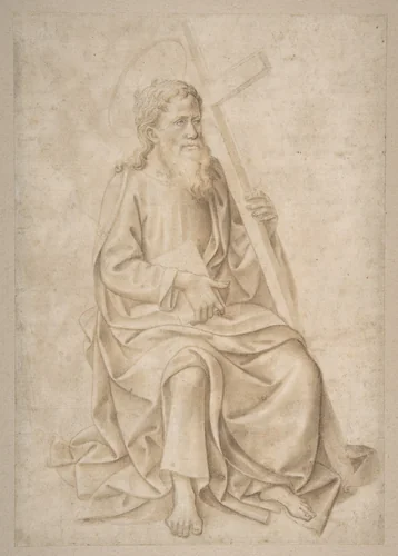 Saint Philip Seated, Holding a Book and a Cross by Pesellino, drawing, 1422-1457