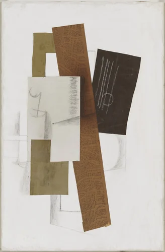 Guitar by Georges Braque, drawing, 1913