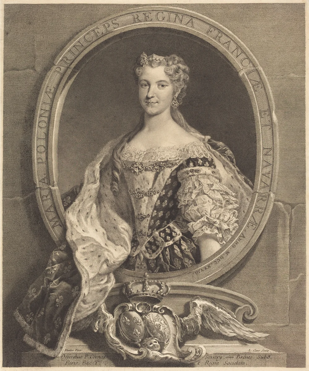 Marie Leszczynska of Poland, Queen of France by Laurent Cars, print, 1728