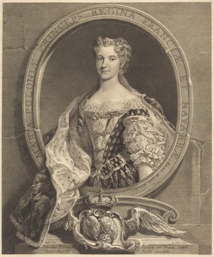 Marie Leszczynska of Poland, Queen of France by Laurent Cars, print, 1728
