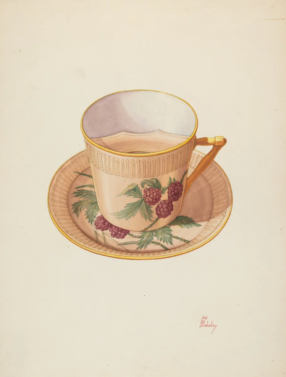 Moustache Cup and Saucer by Hal Blakeley, index of american design, 1940