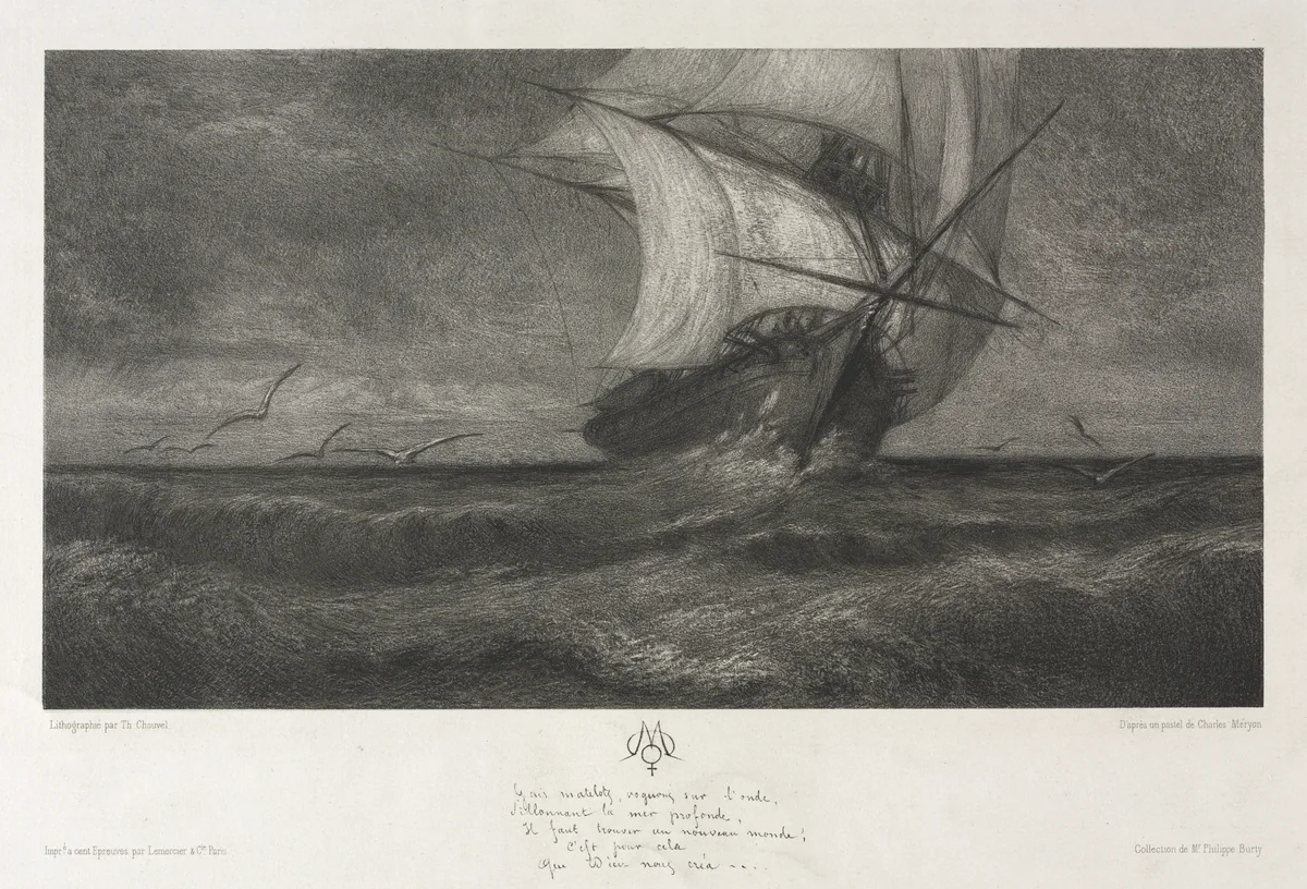 The Phantom Ship, or On the Waves by Theophile Narcisse Chauvel, print, 1872