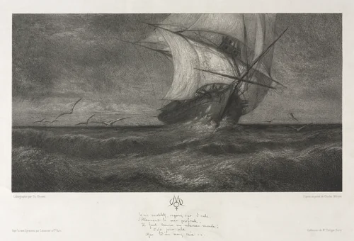 The Phantom Ship, or On the Waves by Theophile Narcisse Chauvel, print, 1872