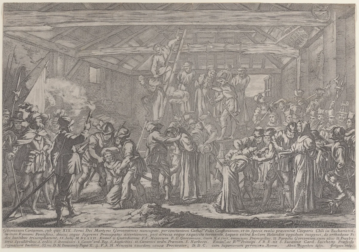 The Martyrs of Gorchum by François Collignon, print, 1630-1687