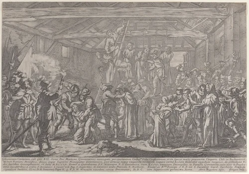 The Martyrs of Gorchum by François Collignon, print, 1630-1687