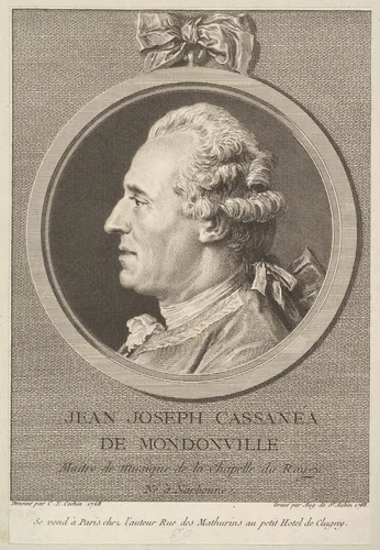 Portrait of Jean-Joseph Cassanea de Mondonville by Augustin de Saint-Aubin, print, 1768