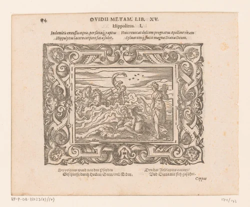 Aesculapius wekt Hippolytus tot leven by Virgilius Solis, print, 1569