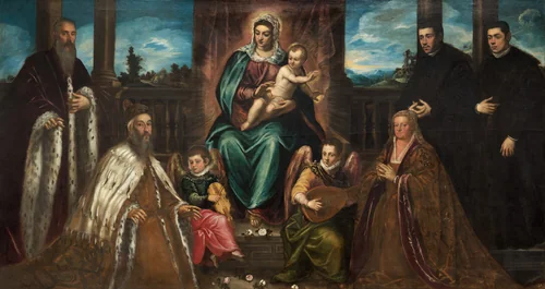 Doge Alvise Mocenigo and Family before the Madonna and Child by Jacopo Tintoretto, painting, 1575