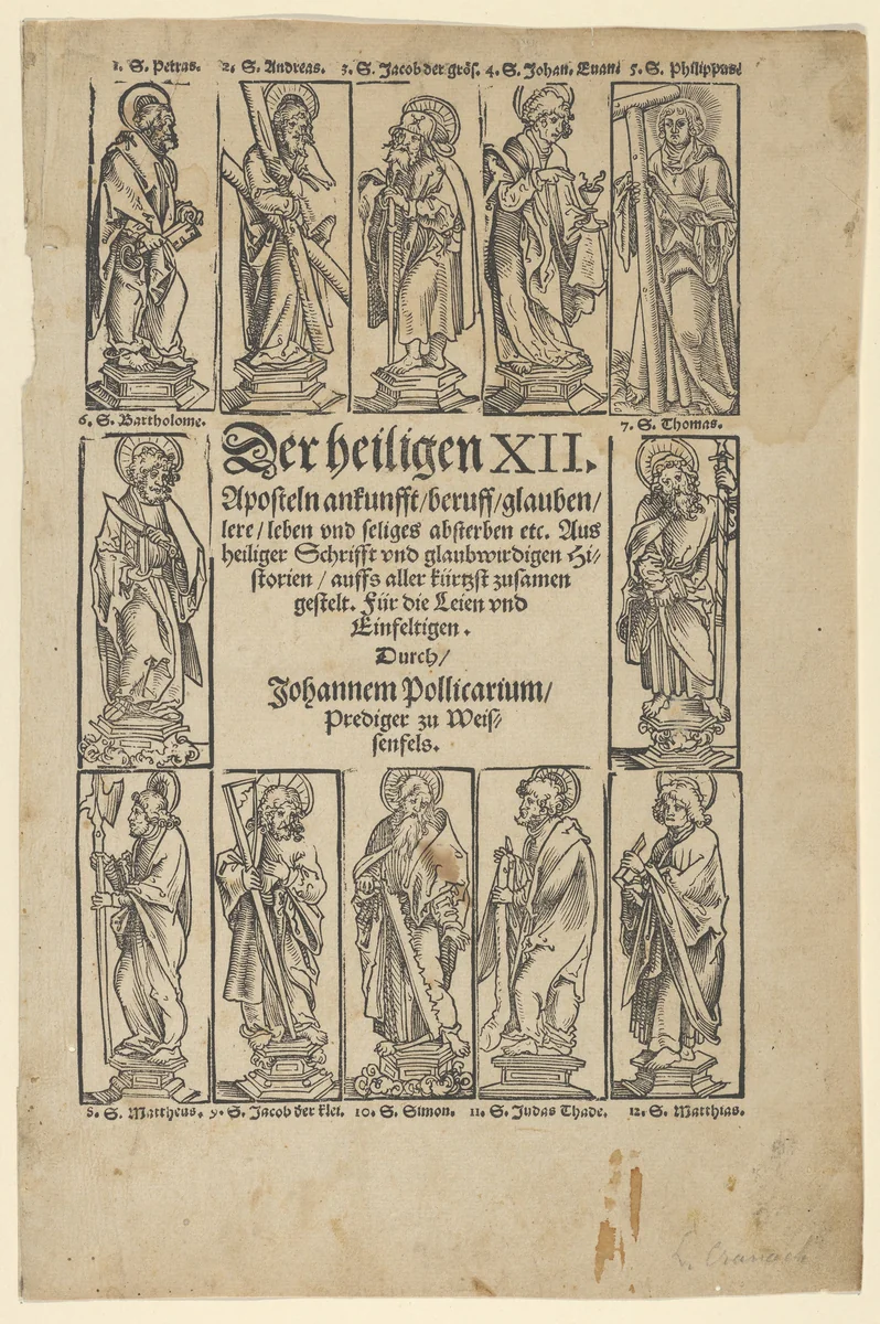 Der Heiligen XII, from the Wittenberg relic-book by Lucas Cranach, print, 1549