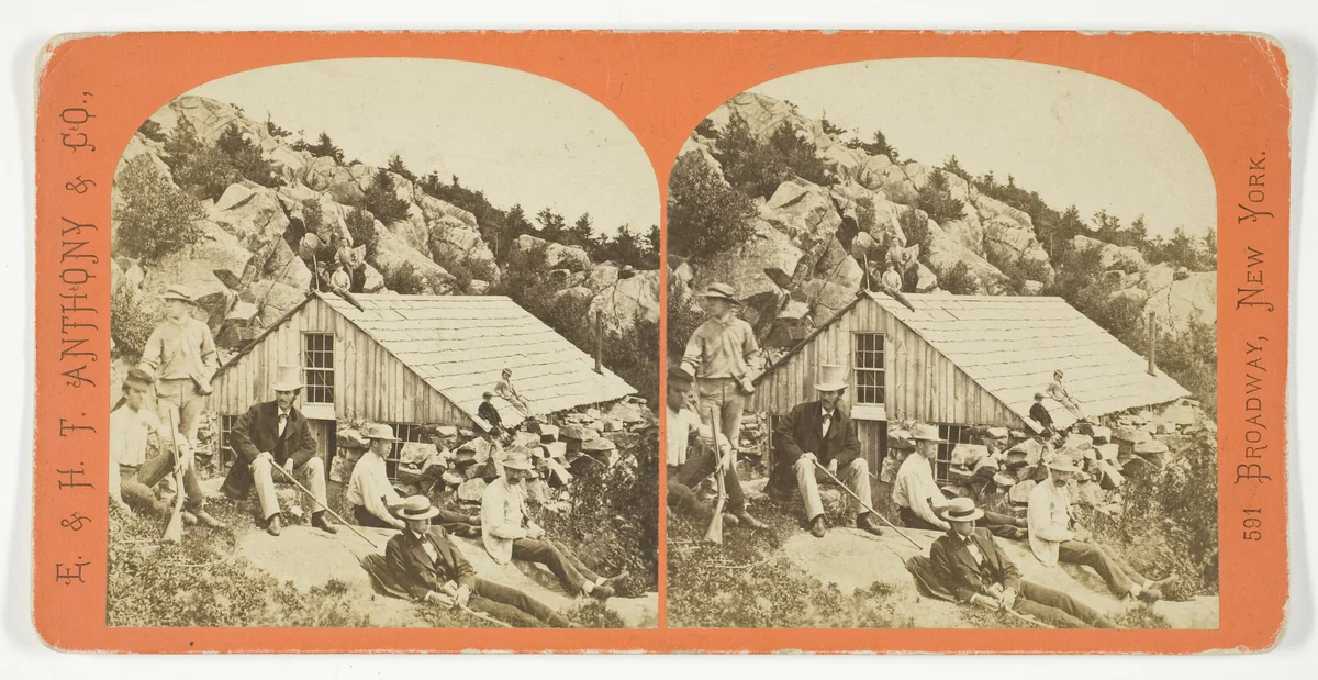 Group on Summit of the Mountainstereo, No. 8305 from the series "Mount Kearsarge Scenery, Andover, New Hampshire" by Anthony & Company, photograph, 1869-1901