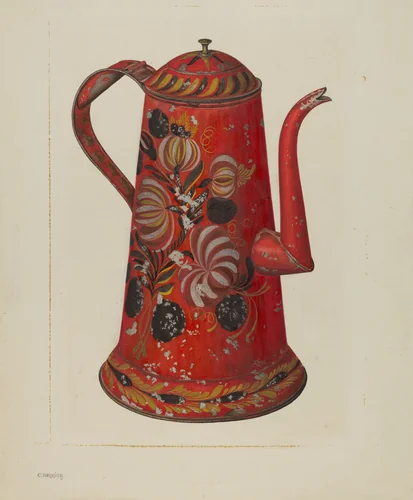 Toleware Coffee Pot by Charles Henning, index of american design, 1940