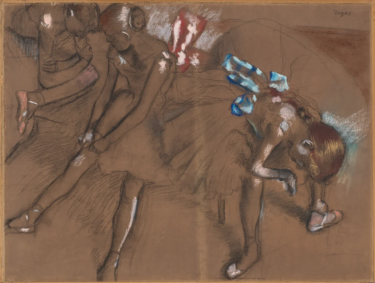 Three Dancers Resting by Edgar Degas, drawing, 1880