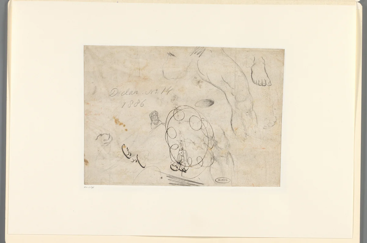 Studies van een been en een voet by anonymous, drawing, 1574