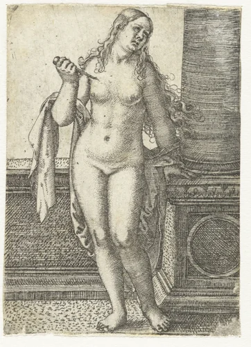 Dood van Lucretia by Barthel Beham, print, 1512-1540