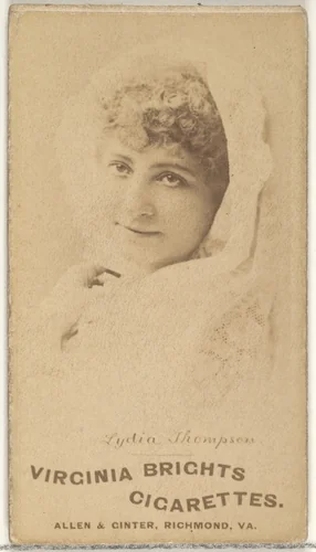 Lydia Thompson, from the Actors and Actresses series (N45, Type 1) for Virginia Brights Cigarettes by Allen & Ginter, photograph, 1885-1891