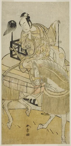 The Actor Matsumoto Koshiro IV as Ogata no Saburo Disguised as Matsuura Saemon in the Play Ichi no Tomi Tsuki no Kaomise, Performed at the Morita Theater in the Eleventh Month, 1774 by Katsukawa Shunsho (勝川 春章), print, 1769-1779