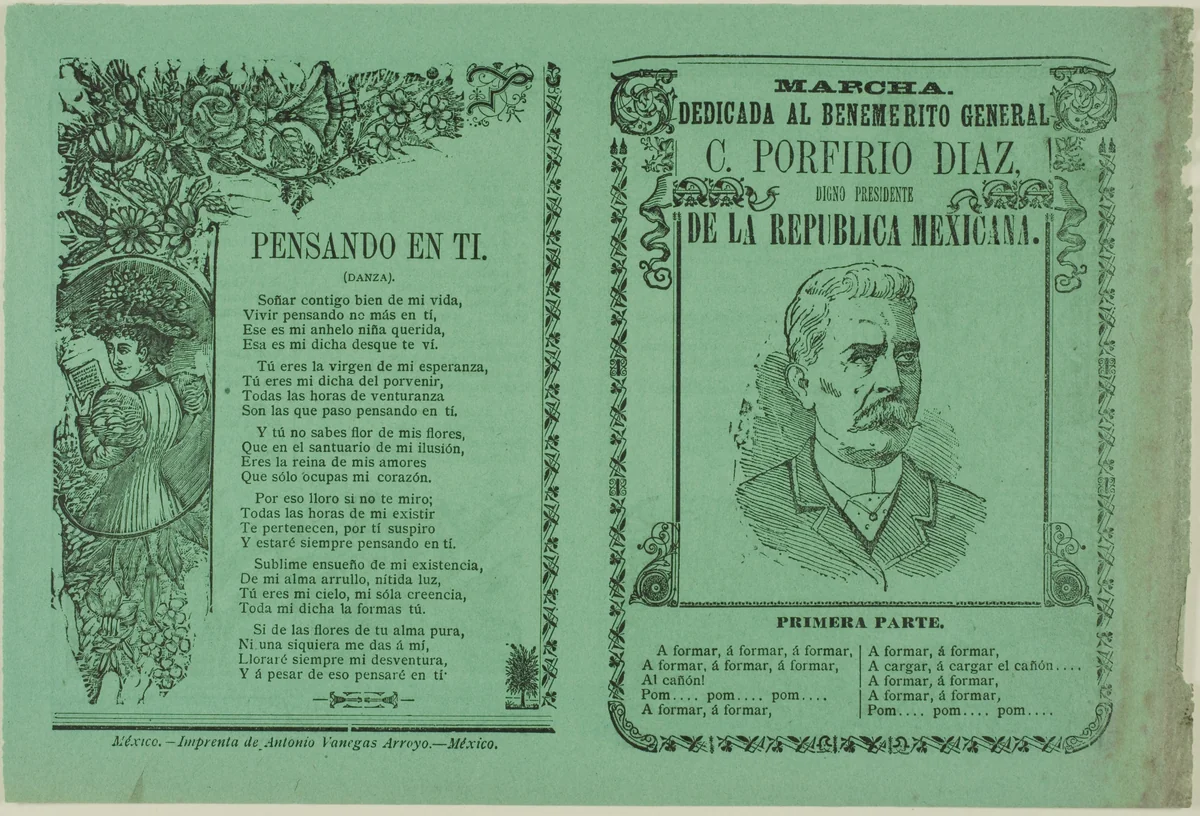 March Dedicated to General C. Porfirio Diaz by José Guadalupe Posada, print, 1888-1910