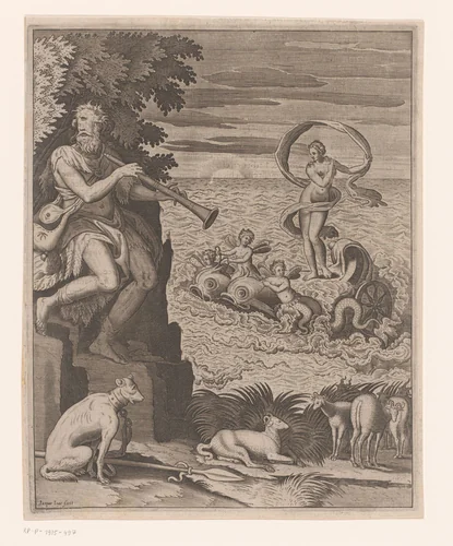Triomf van Venus met Polyphemus aan de oever by Unknown, print, 1564-1654