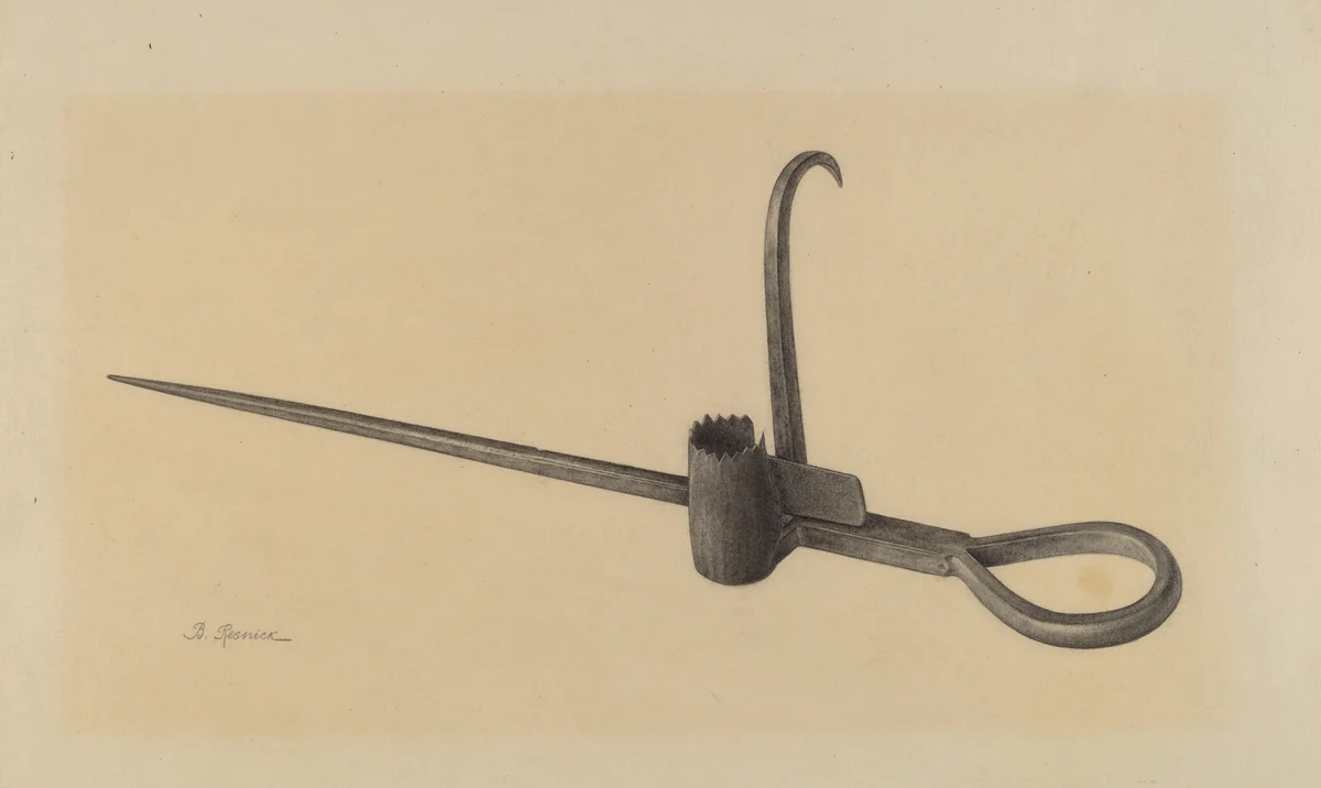 Miner's Candlestick by Benjamin Resnick, index of american design, 1939