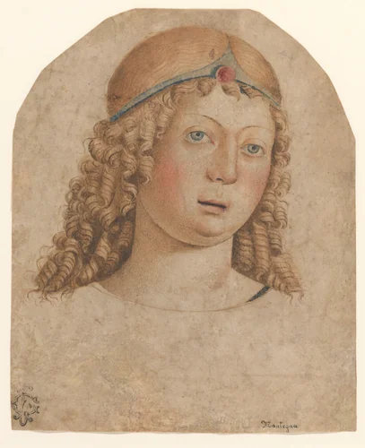 Head of a Youth with a Diadem by Cristoforo Caselli, drawing, 1471-1535