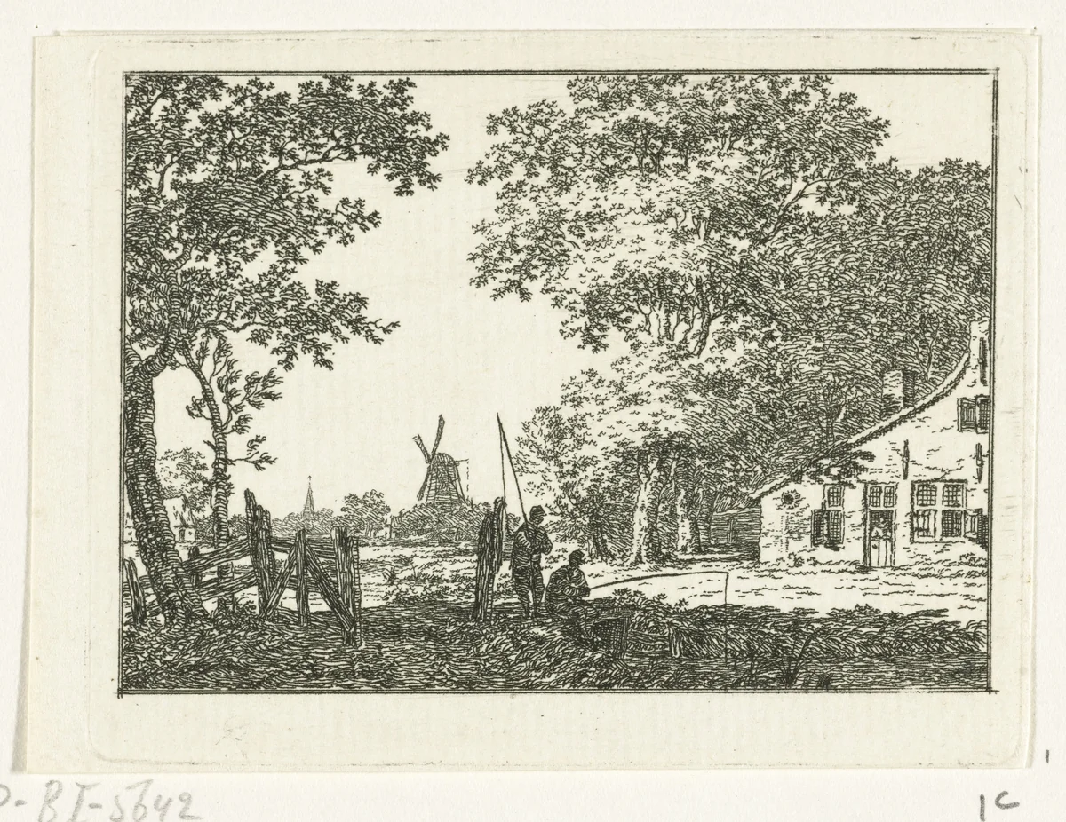 Landschap met hengelaar by Jacob Cats, print, 1768